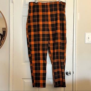 Black + Orange Plaid Pants